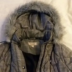 Plaid Puffer Coat - Size Small
